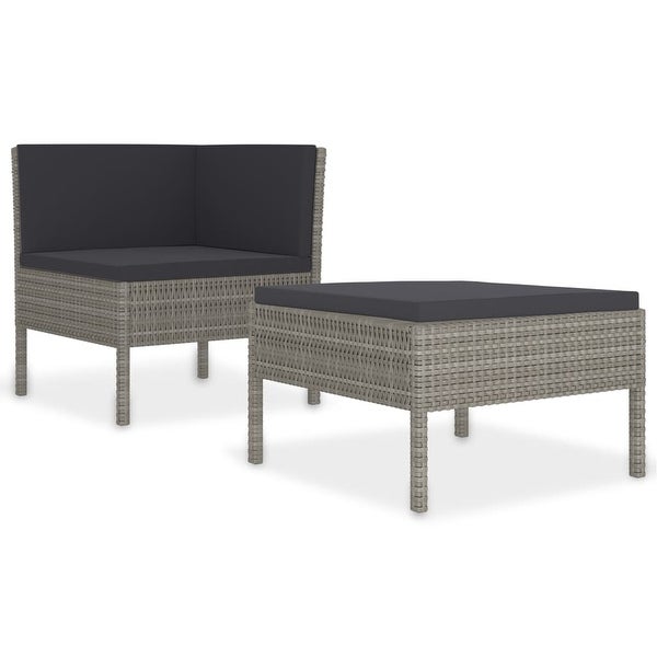 2 Piece Patio Lounge Set with Cushions Poly Rattan Gray - Overstock - 36363462