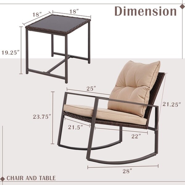 Pheap Outdoor Patio 3piece Black/Brown Wicker Rocking Bistro Set by Havenside Home