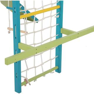 Avenlur Avenlur Grove Indoor Wooden Jungle Gym Monkey Bars and Rope Wall Net Ladder Climber Slide Ring Set - Colorful WD-GYM-CLR