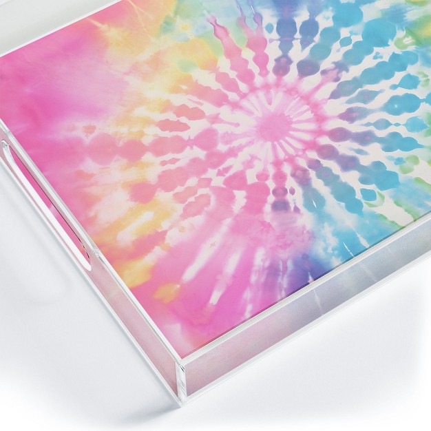 Emanuela Carratoni Boho Rainbow Tie Dye Acrylic Tray deny Designs