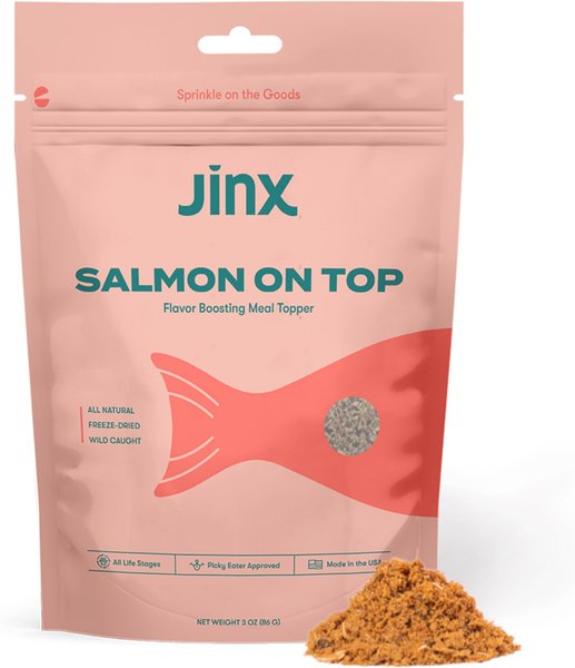 Jinx Freeze Dried Salmon Dry Dog Food Topper， 3-oz bag