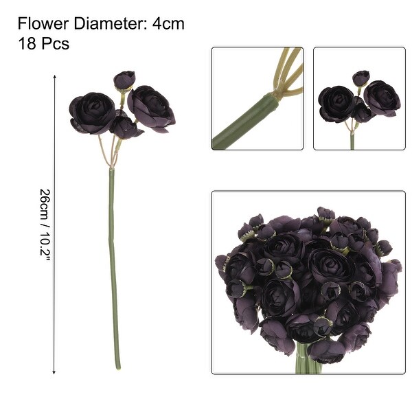 Artificial Ranunculus Flowers，18pcs Faux Silk Flower for Wedding