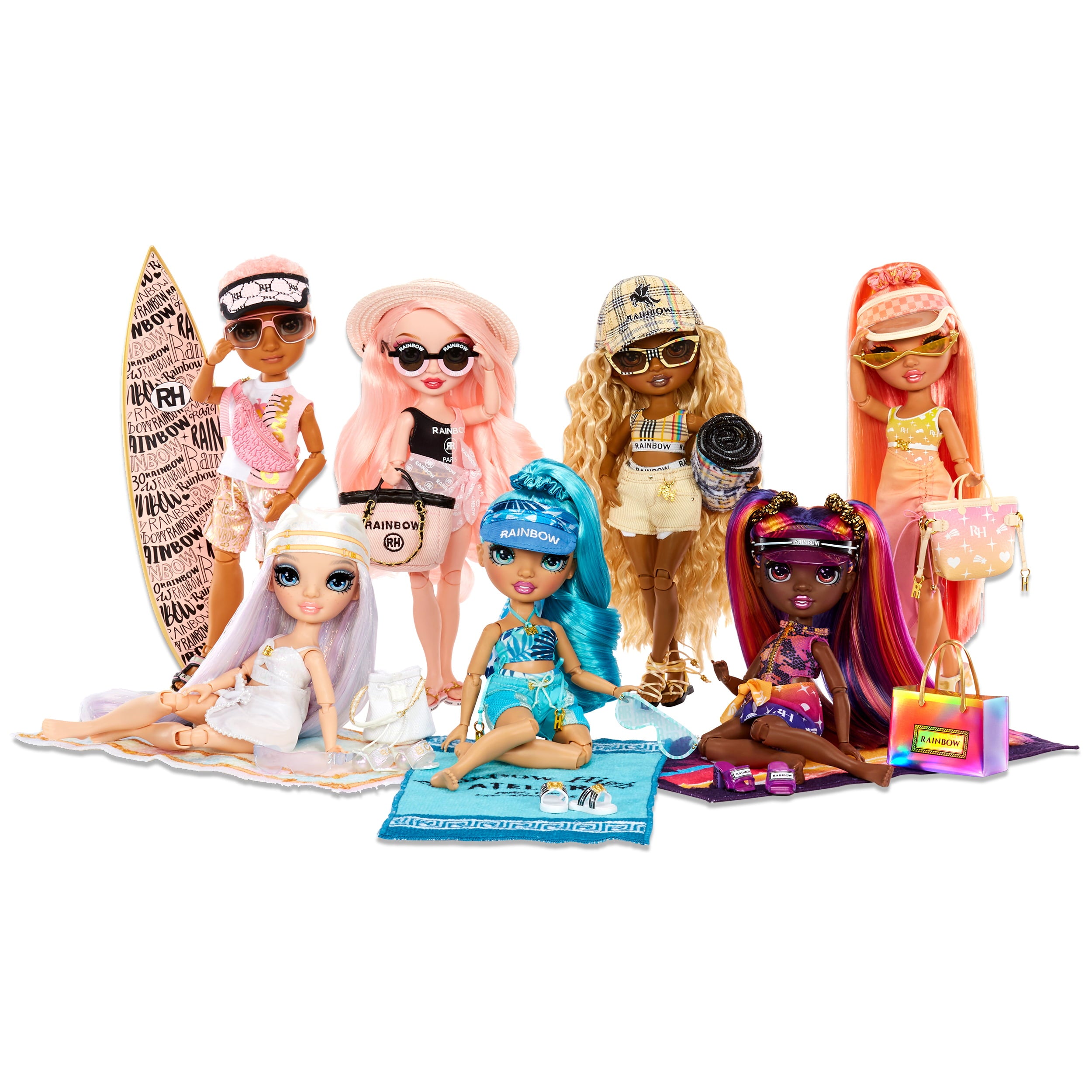 Rainbow High Color Change Pool and Beach Playset: 7-in-1 Light-Up-Multicolor Changing Pool and Pool Accessories. Fits 7 Fashion Dolls, Toy Gift for Kids Ages 6 7 8+ to 12