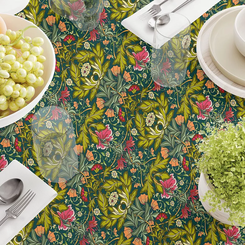 Rectangular Tablecloth， 100% Cotton， 60x84， Floral 45