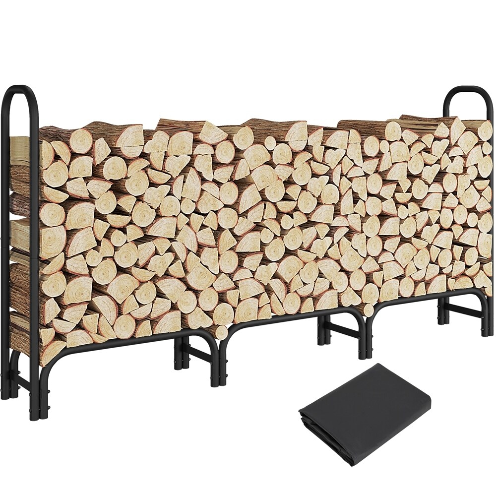 Yaheetech 8FT Large Metal Firewood Rack for Outdoor Patio Balcony