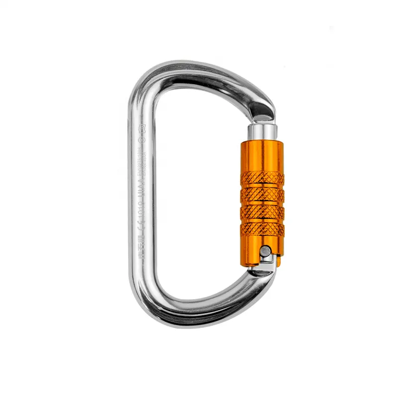 Whosale 12 30KN Round/D Sharped Aluminum Carabiner Clip Screw Locking Camping Climbing Hiking Snap Hook