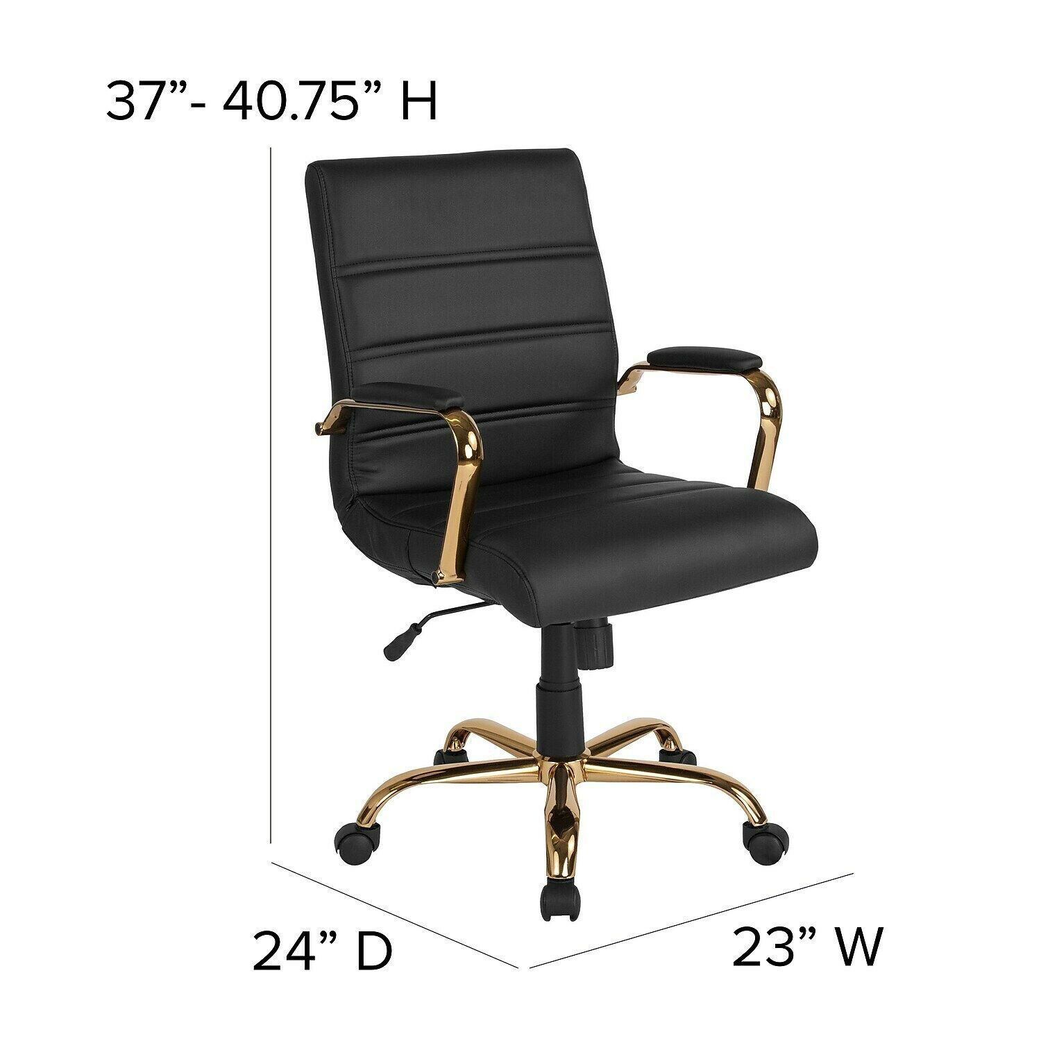 Flash Furniture Black Leather/Gold Frame Office/Desk Chair