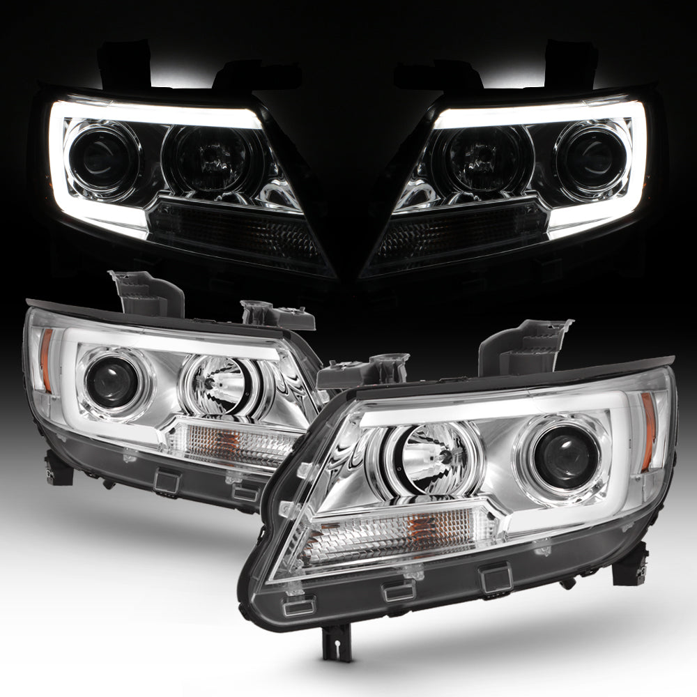 Fits 2015-2021 Chevy Colorado Chrome Full LED DRL Tube Projector Headlights Set