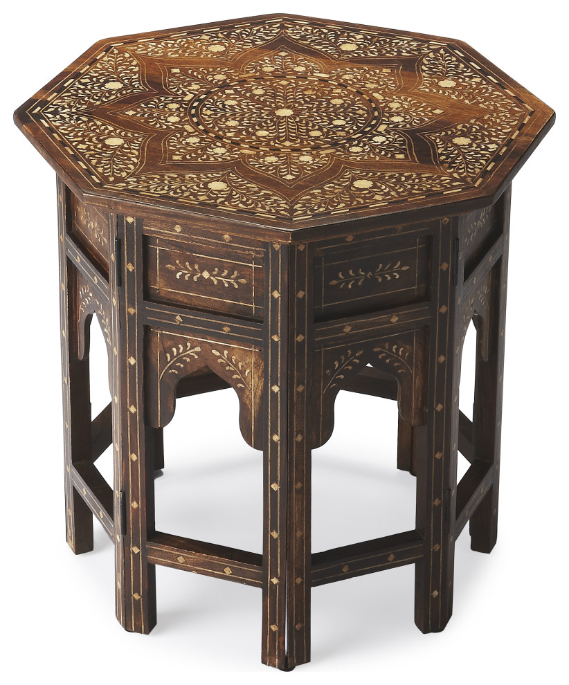 Butler Rashmi Wood  ampBone Inlay Accent Table   Mediterranean   Coffee Tables   by Uber Bazaar  Houzz