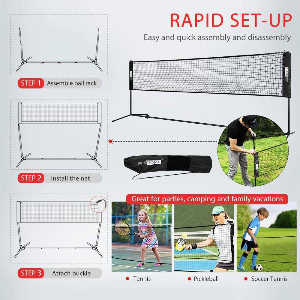 VIVOHOME Portable 10 ft. H Adjustable Outdoor Badminton Net Set with Stand and Carry Bag X002ESNYT1