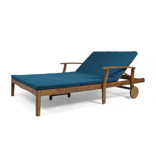 Perla Acacia Wood Double Chaise Lounge by Christopher Knight Home