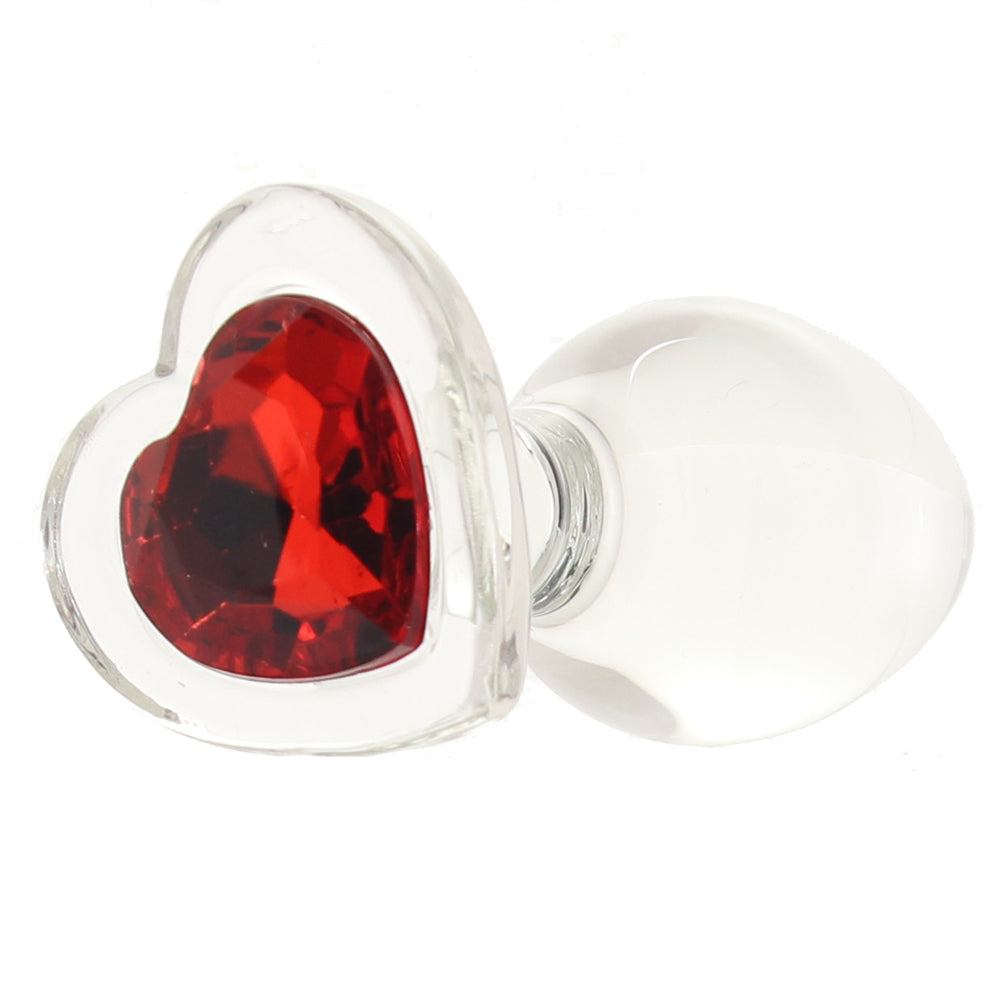 Crystal Desires Red Heart Glass Plug in Medium