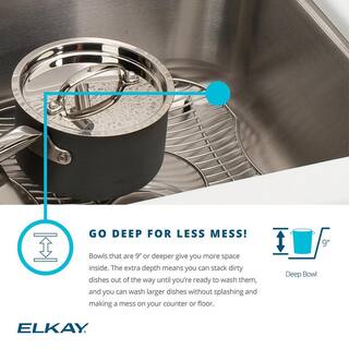 Elkay Avenue Undermount Stainless Steel 32 in. Offset Double Bowl Kitchen Sink HDU312010R