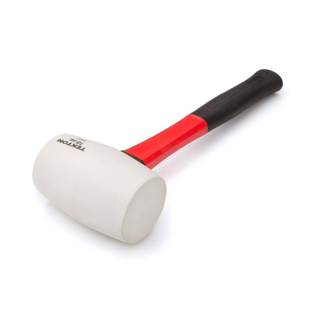 TEKTON 16 oz. Fiberglass Handle White Rubber Mallet 30653