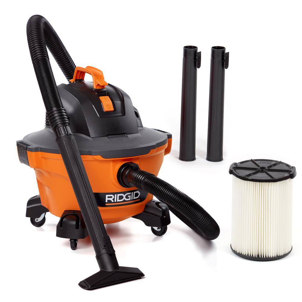 RIDGID 6 Gallon 3.5 Peak HP NXT WetDry Shop Vacuum with Filter Locking Hose and Accessories HD06001