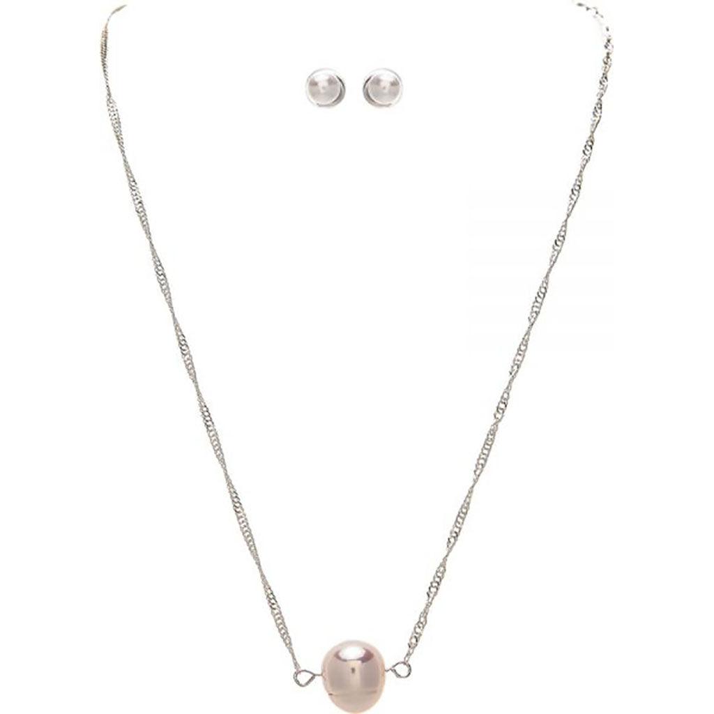 Rain  Silver Single Freshwater Pearl Dainty Necklace Set