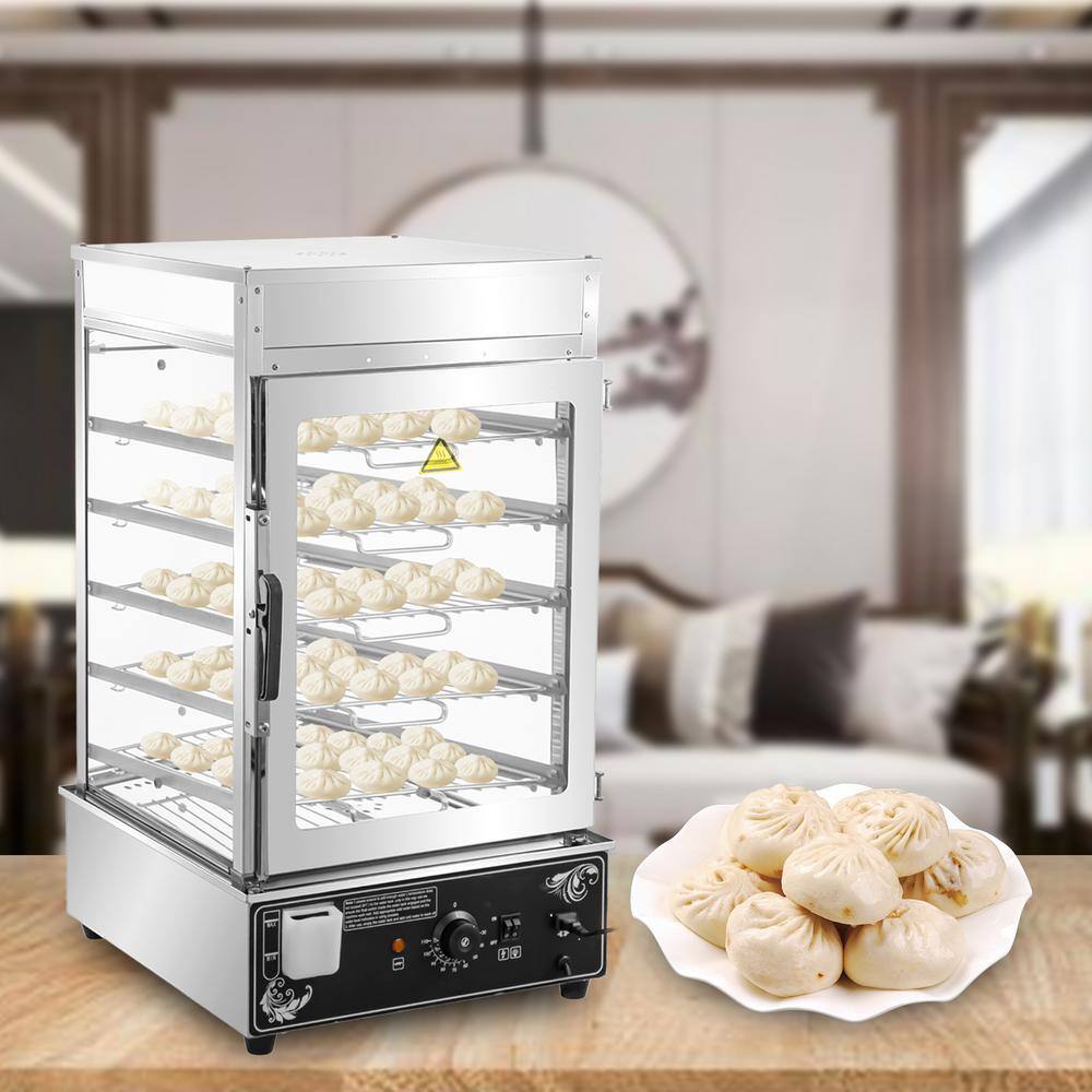 VEVOR Commercial Bun Steamer 5-Layer Restaurant Bun Warmer Electric Food Steamer 86-230℉ Bun Bread Steamer Machine 900W ZBGHW-500H0000001V1