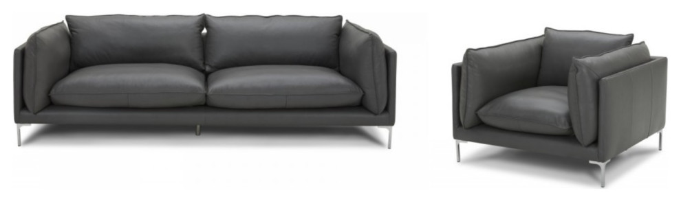 Divani Casa Harvest Modern Grey Full Leather Sofa Set   Midcentury   Living Room Furniture Sets   by Vig Furniture Inc.  Houzz