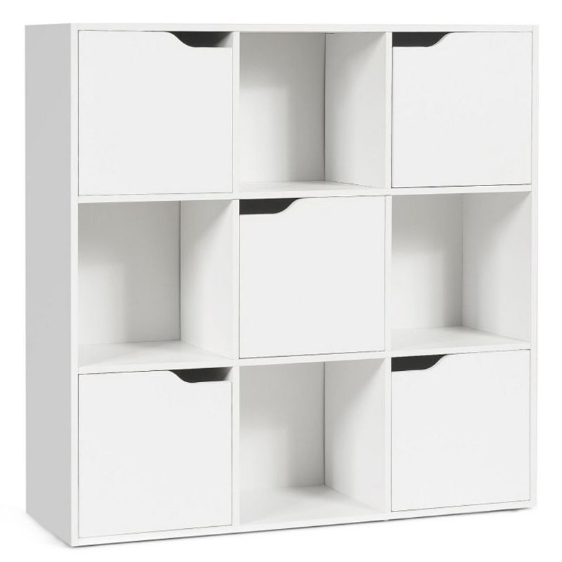 Hivago Free Standing 9 Cube Storage Wood Divider Bookcase for Home and Office-White