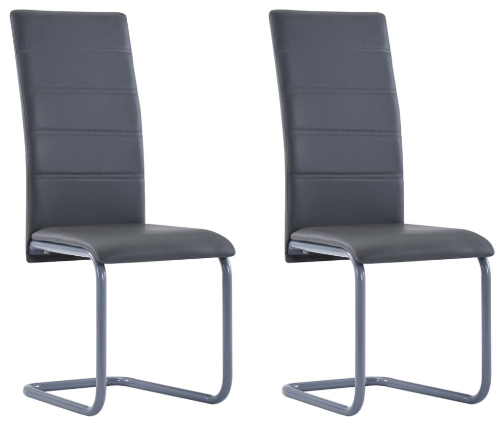 vidaXL Dining Chair 4 Pcs Cantilever Dining Side Chair Brown Faux Leather   Contemporary   Dining Chairs   by vidaXL LLC  Houzz