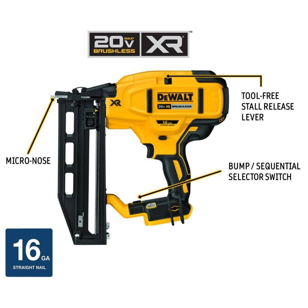 DW 20V MAX XR 16-Gauge Lithium-Ion Cordless Finish Nailer (Tool Only) DCN662B