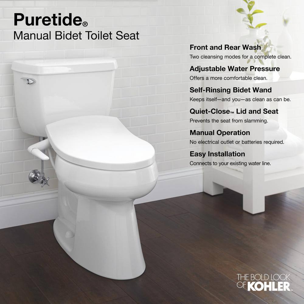 KOHLER Puretide Non- Electric Bidet Seat for Round Toilets in White K-76923-0