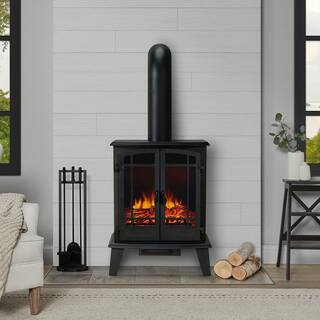 Real Flame Foster 25 in. Freestanding Iron Electric Fireplace in Black 5020E-BK