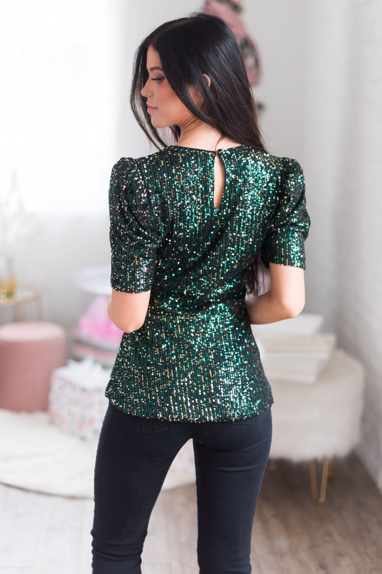 Season Of Giving Modest Sequin Top