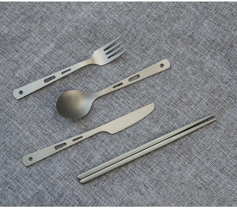 Pure Titanium outdoor portable tableware set fork spoon knife chopsticks for picnic kitchen camping hiking  climbing