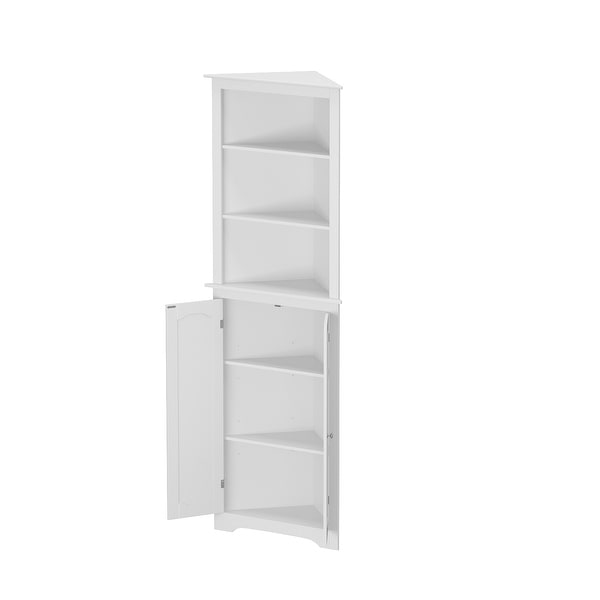 Tall Corner Cabinet Two Doors and Three Tier Shelves Corner Bathroom - 70.9