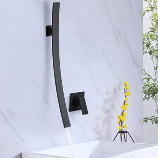 Tomfaucet Modern Single-Handle Wall Mounted Bathroom Faucet in Matte Black TFK0093