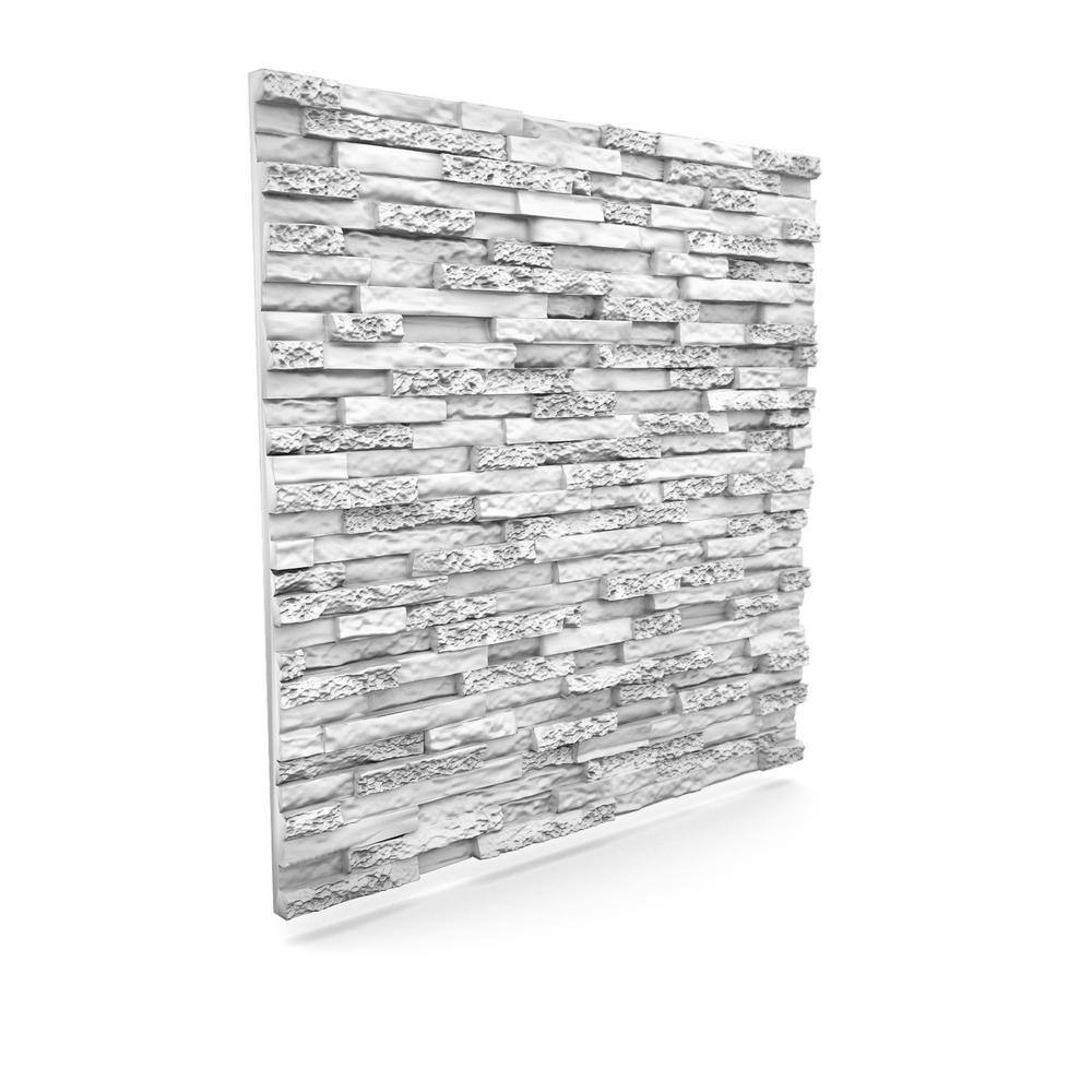 A La Maison Ceilings Stone 2ft. x 2ft. Seamless Foam Glue-up 3D Wall Panel (48 Sq. Ft.  Pack) ST-SWP-PW