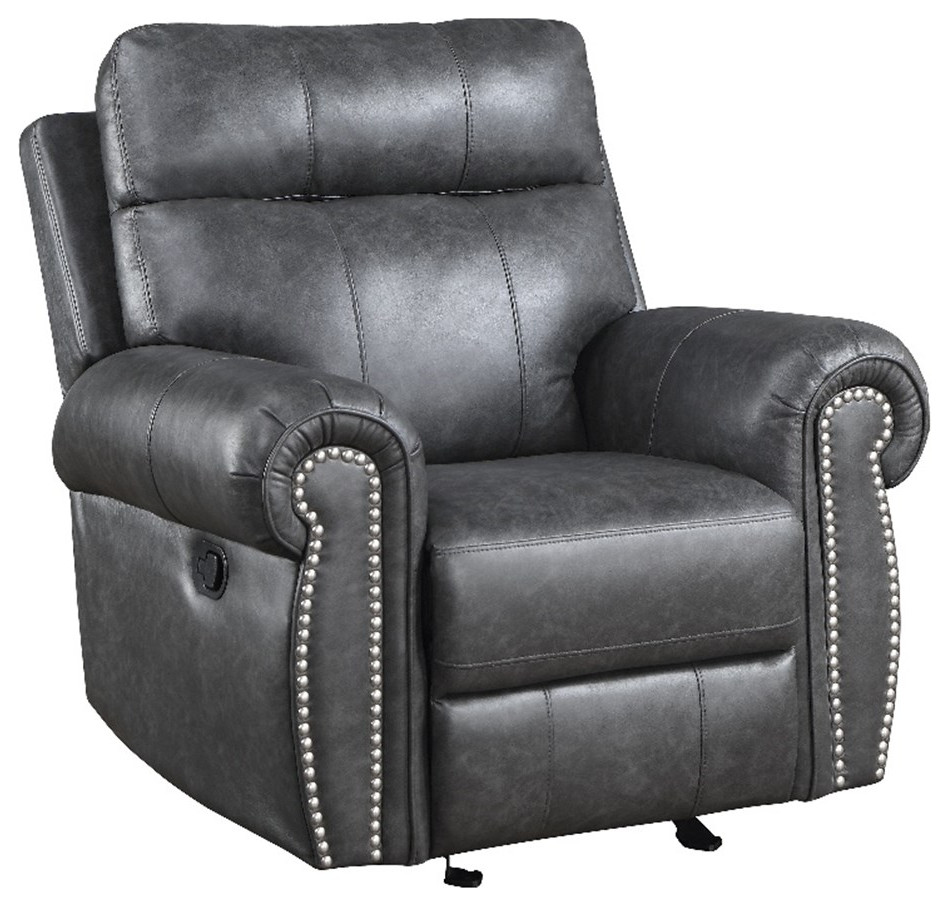 Lexicon Granville Brethable Faux Leather Glider Reclining Chair in Gray   Contemporary   Recliner Chairs   by Homesquare  Houzz