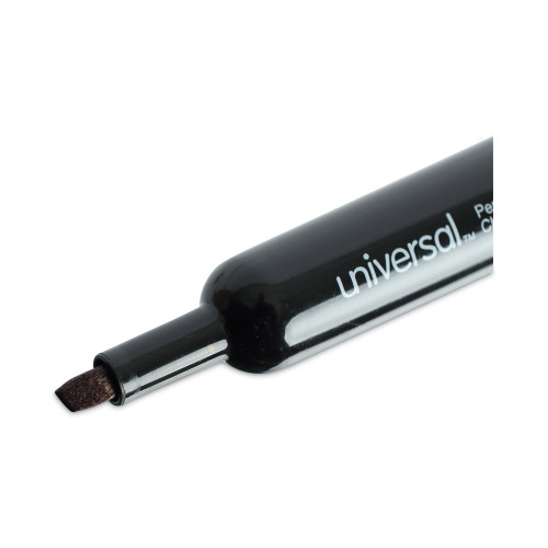 Universal Chisel Tip Permanent Marker， Broad， Black， Dozen (07051)