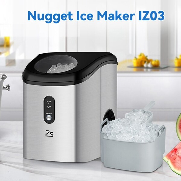 33Lbs/24H Countertop Nugget Ice Maker， Portable with Ice Scoop