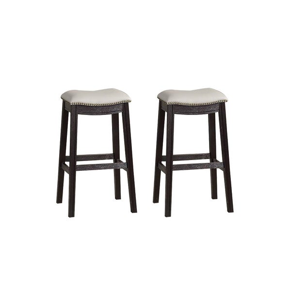 Grey PU Upholstery Bar Stool， Set of 2