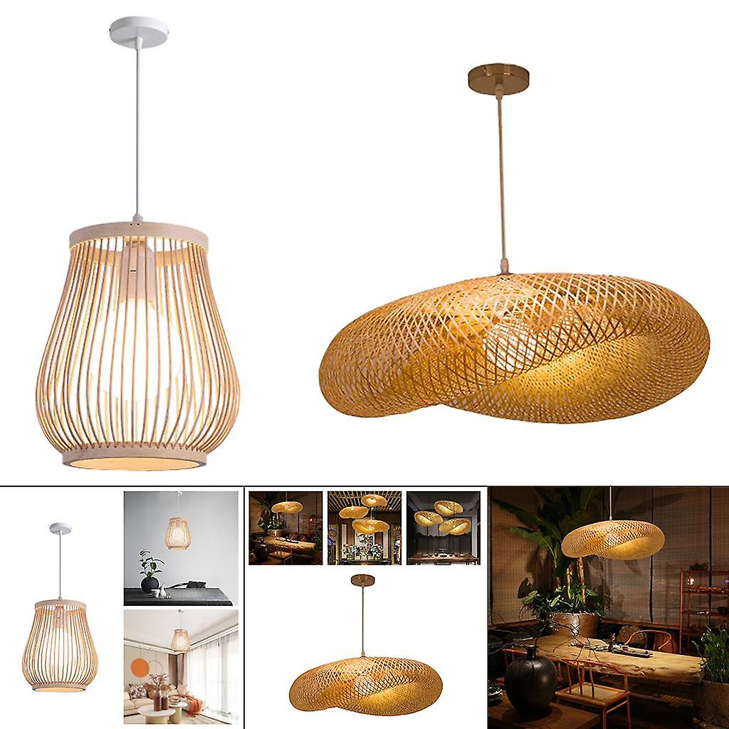 2x Bamboo Chandelier Wicker Rattan Pendant Light Hanging Ceiling Lamp