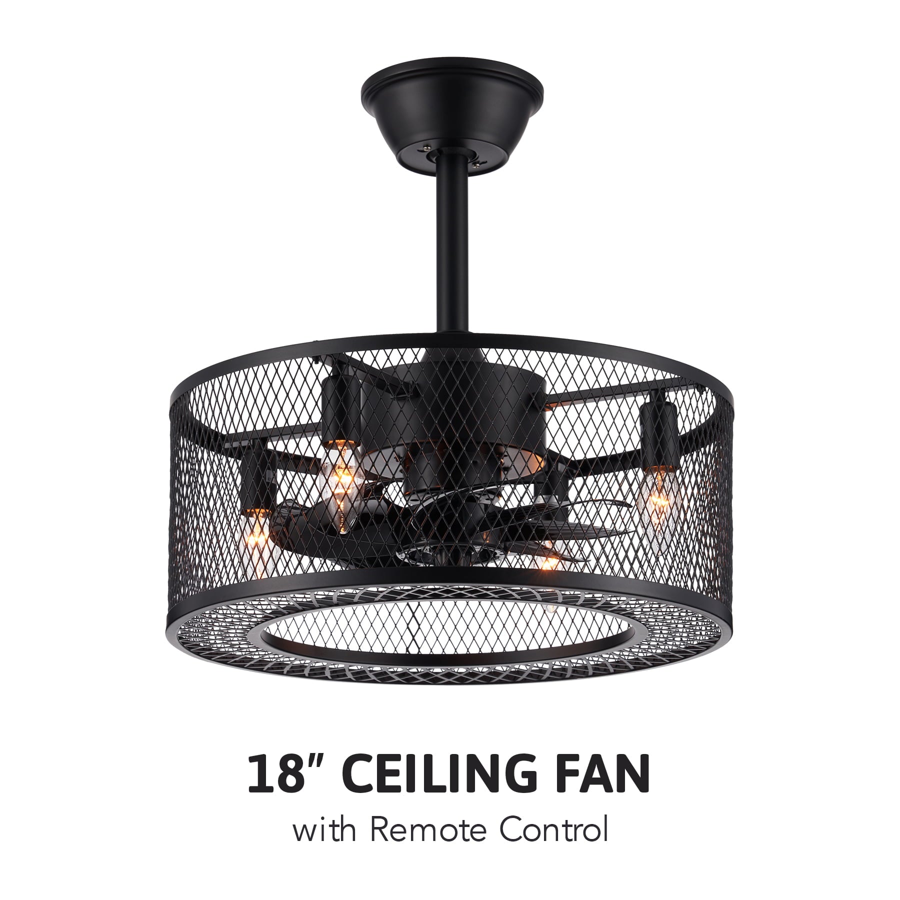 Bestco Fandelier Ceiling Fan with Lights Enclosed Blades Mesh Cage Shade Timer 3 Speeds