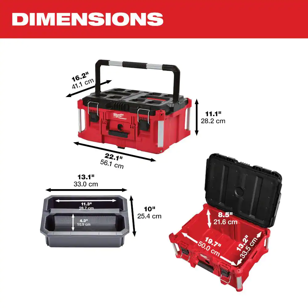 Milwaukee Packout 20 In. 2-Wheel Utility Cart With Large Tool Box And Crate (3-Piece)