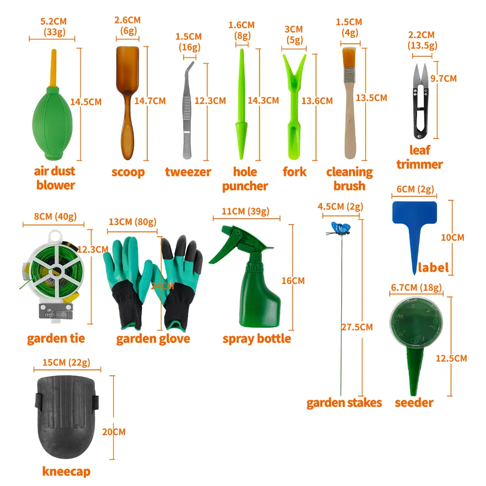 44 pcs Heavy Duty Non Slip Rubber Grip outdoor Gardening Hand Tools Garden Tool Set for Women Garden Gifts