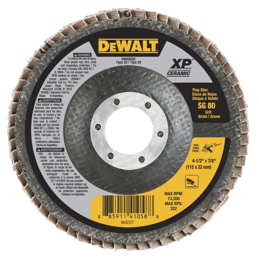 DEWALT 4 1/2 X 7/8 80G T29 XP Ceramic Flap Disc