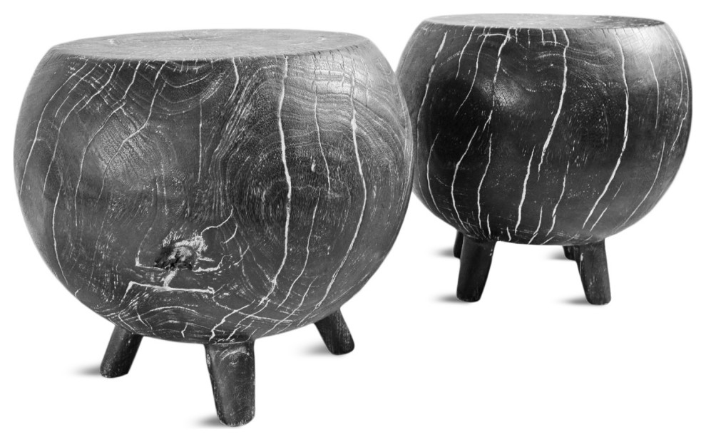 Ebony Washed Kira Stool Table   Rustic   Side Tables And End Tables   by Design Mix Furniture  Houzz