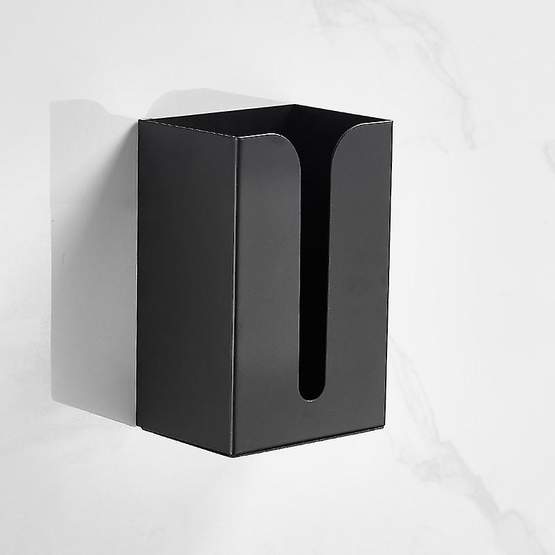 Wall Mount Tissue Box Holder， Black Tissue Box Holder Stand Wall Mount Napkin Organizer For Tissues， Trash Bag， Gloves