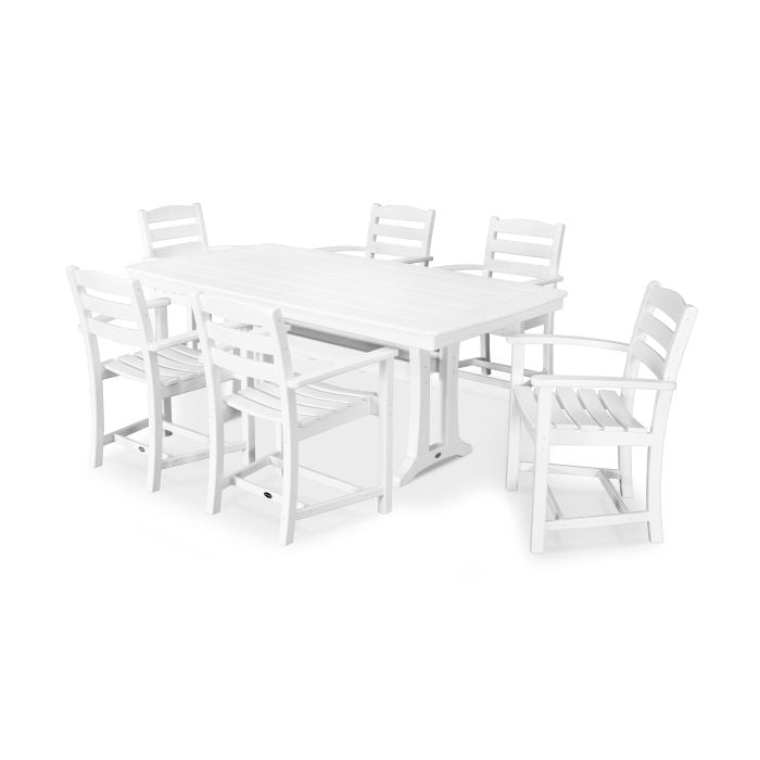 Polywood La Casa Café 7-Piece Arm Chair Dining Set with Trestle Legs PWS297-1