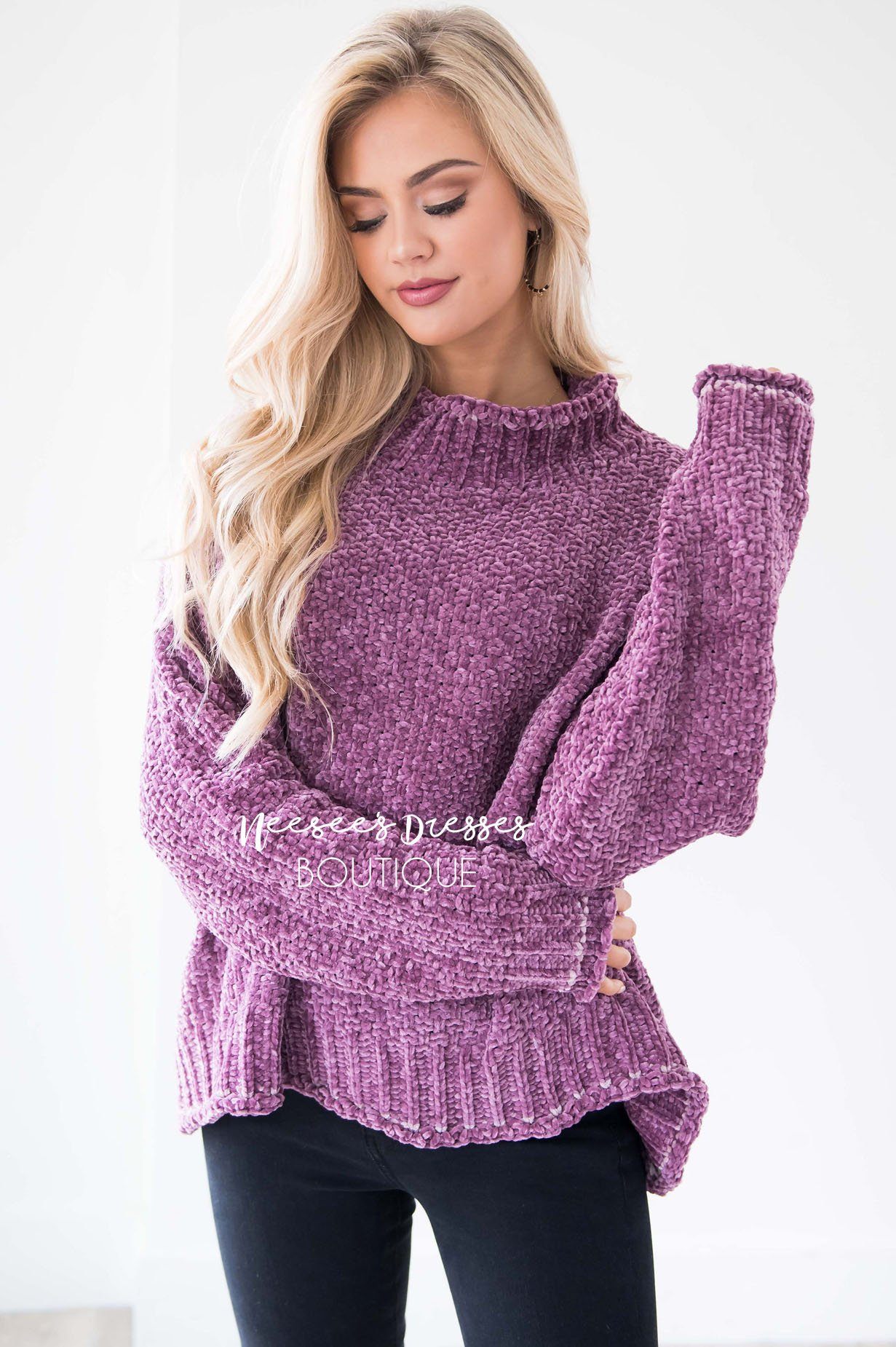 Soft Chenille Contrast Stitch Knit Sweater