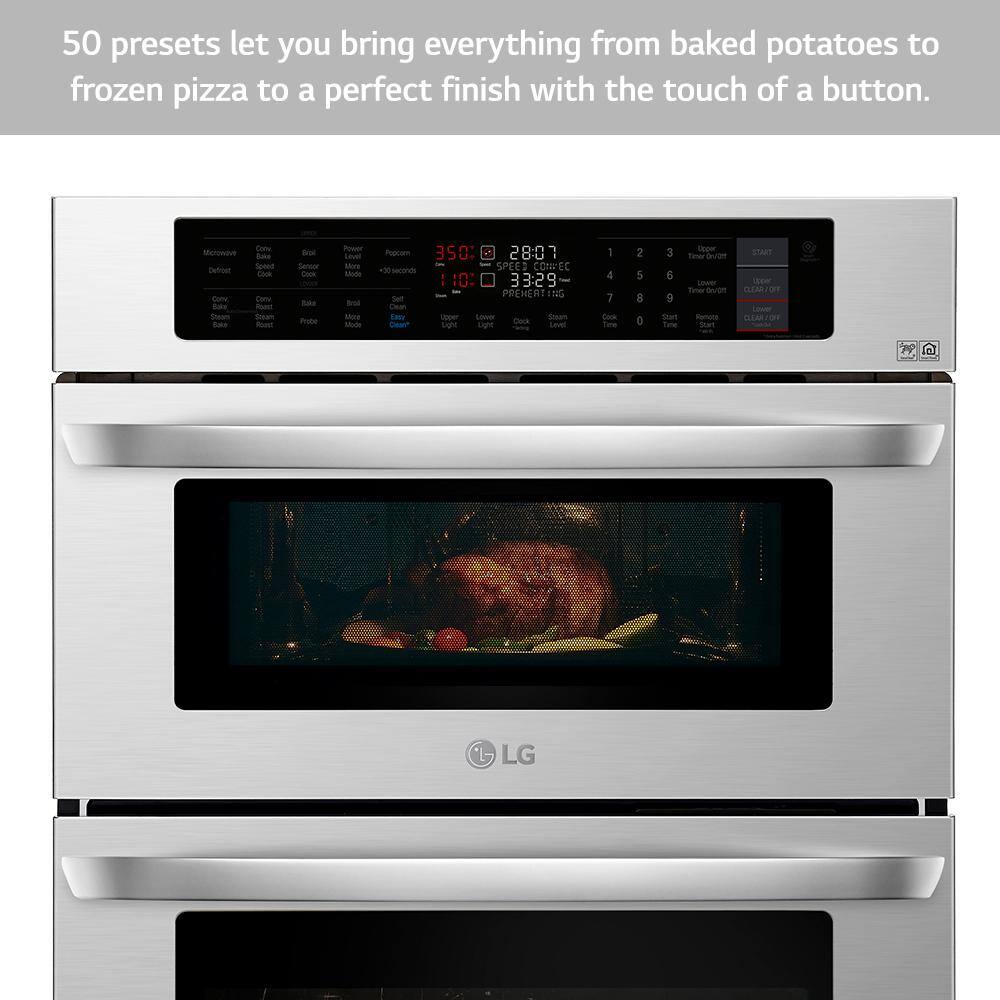 LG 30 in. Combination Double Electric Smart Wall Oven wConvection EasyClean Built-in Microwave in Stainless Steel LWC3063ST