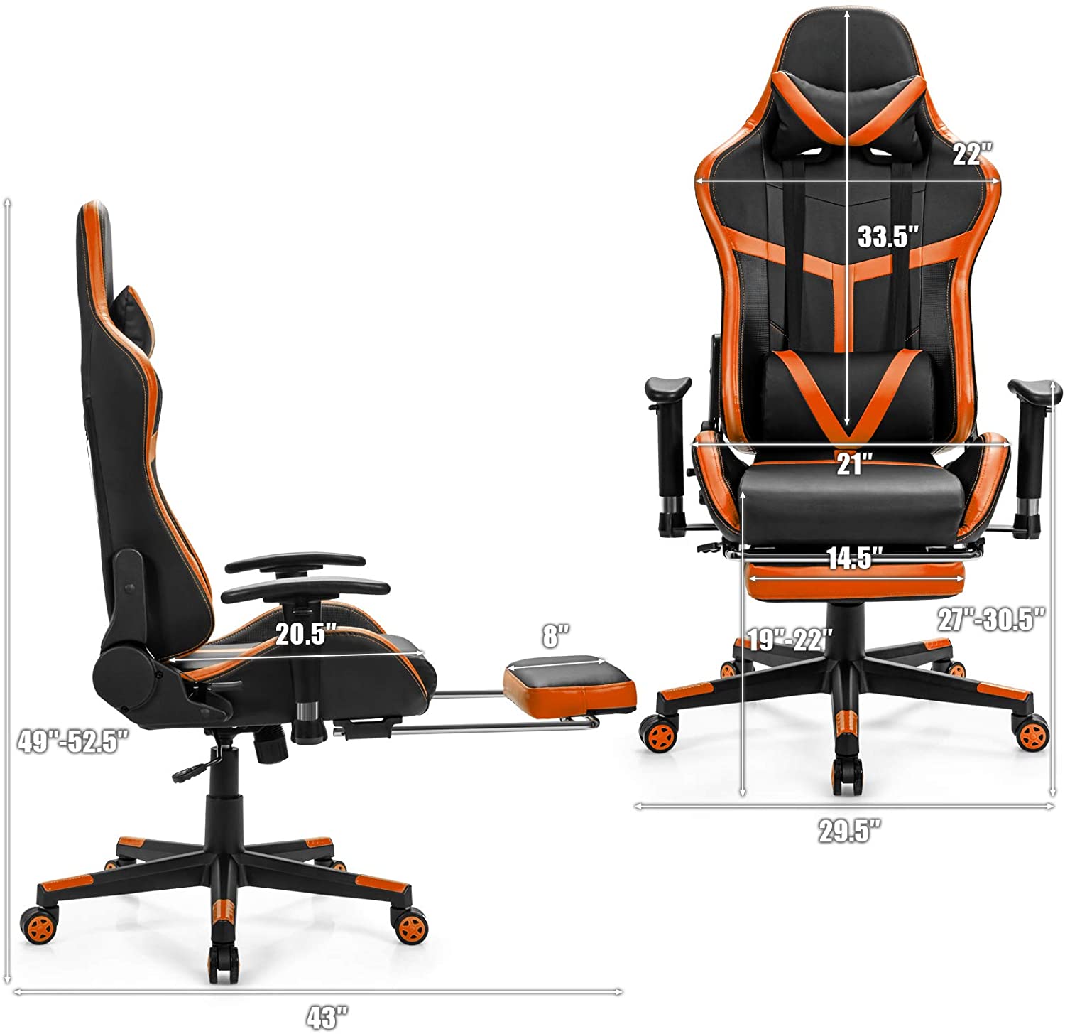 Computer Gaming Chair, Adjustable Massage Gaming Chair