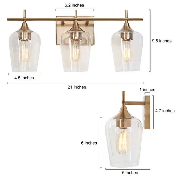 Modern Gold 3-light Wall Sconces Linear Dimmable Bathroom Vanity Lights - L20