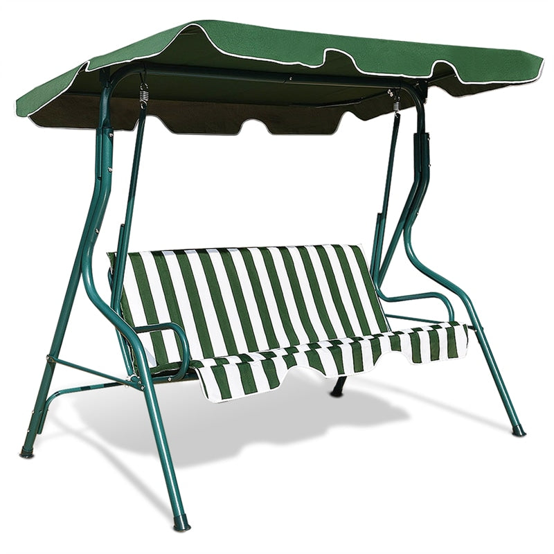 3-Person Cushioned Metal Outdoor Patio Porch Swing Chair Bench Glider with Adjustable Awing Canopy