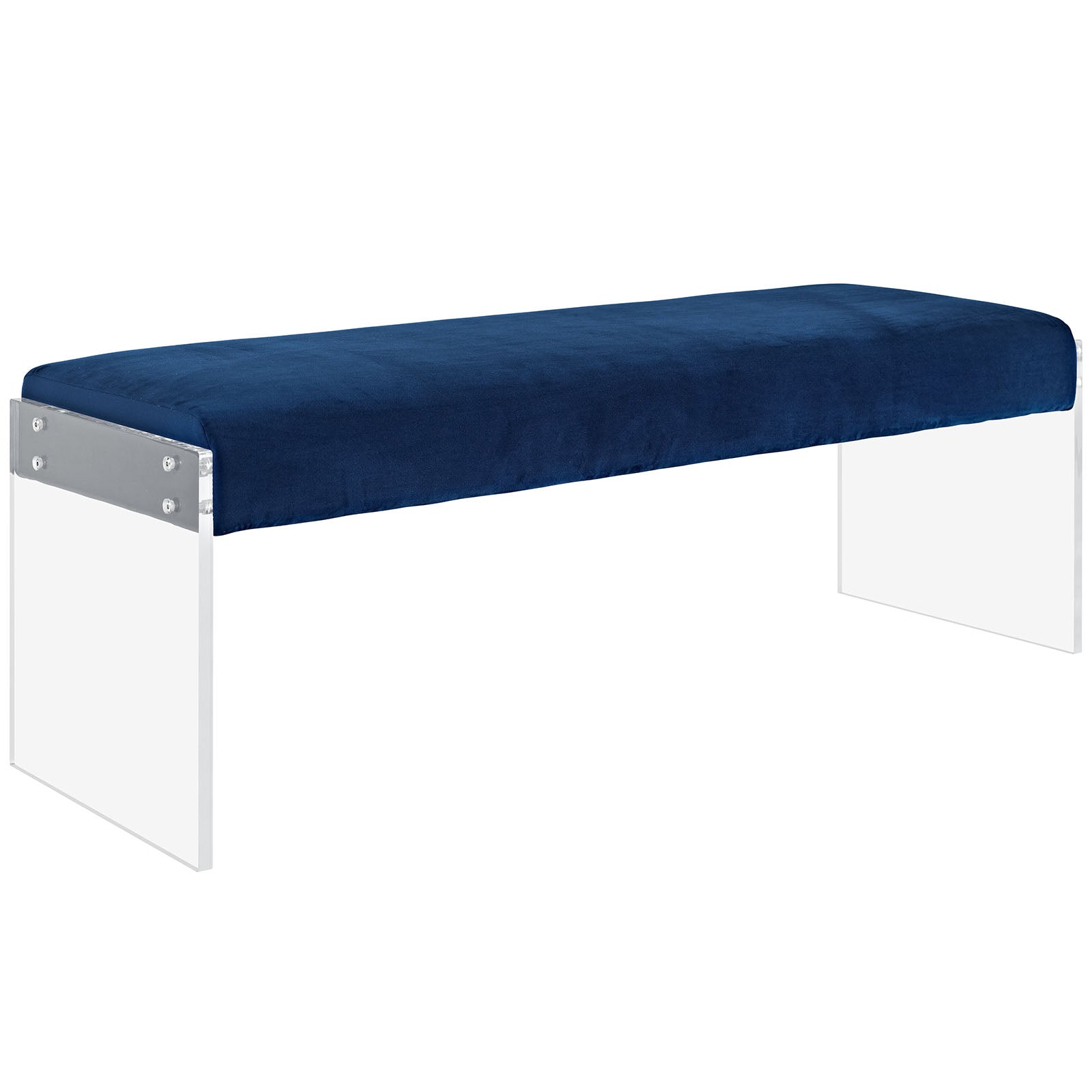 Modern Contemporary Urban Design Bedroom Living Room Bench, Navy Blue, Fabric Velvet